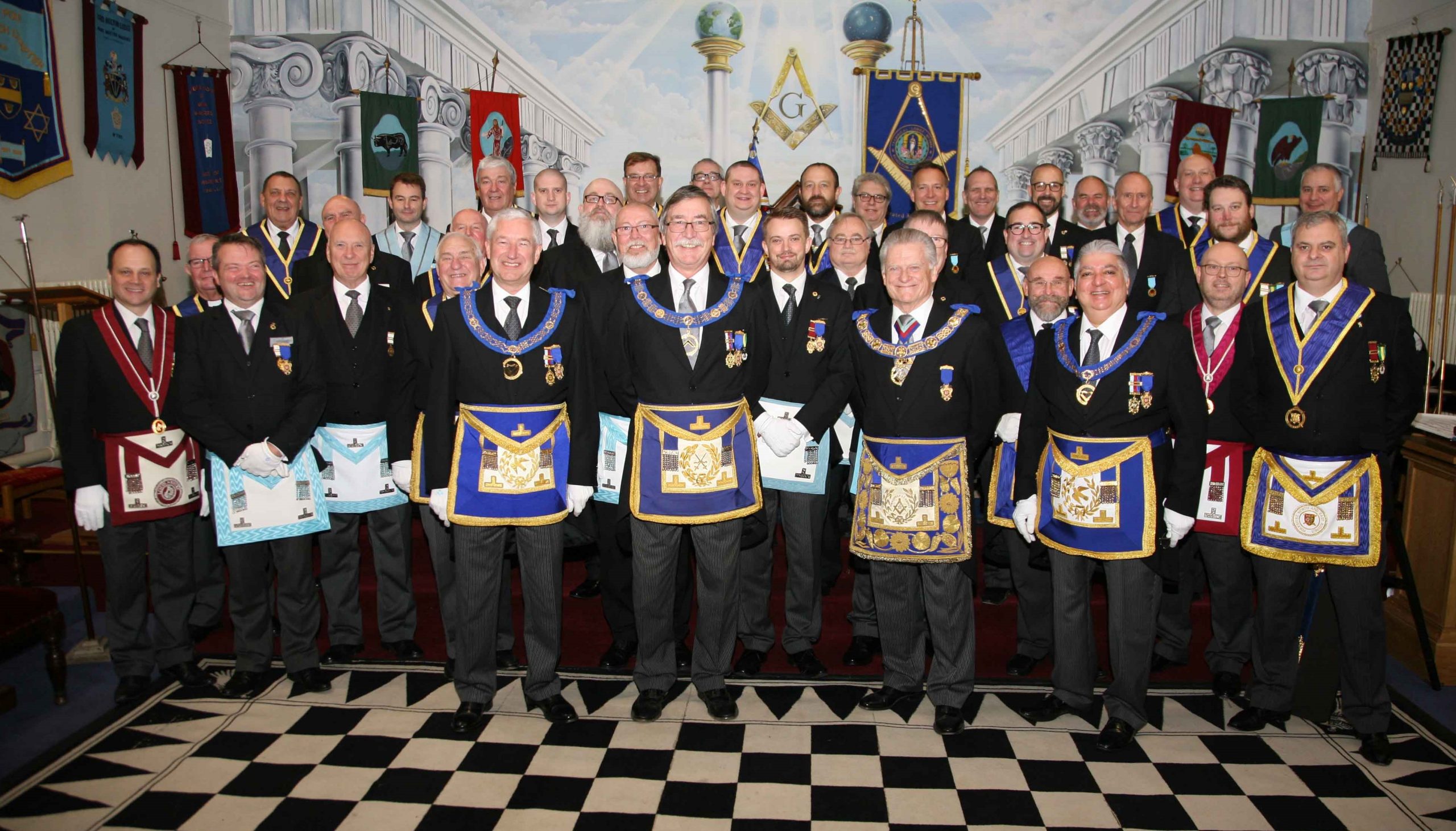Phoenix Lodge members in the Lodge room