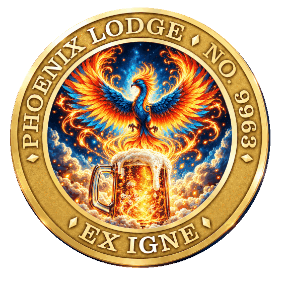Animated Phoenix Lodge No. 9963 emblem, Ex Igne