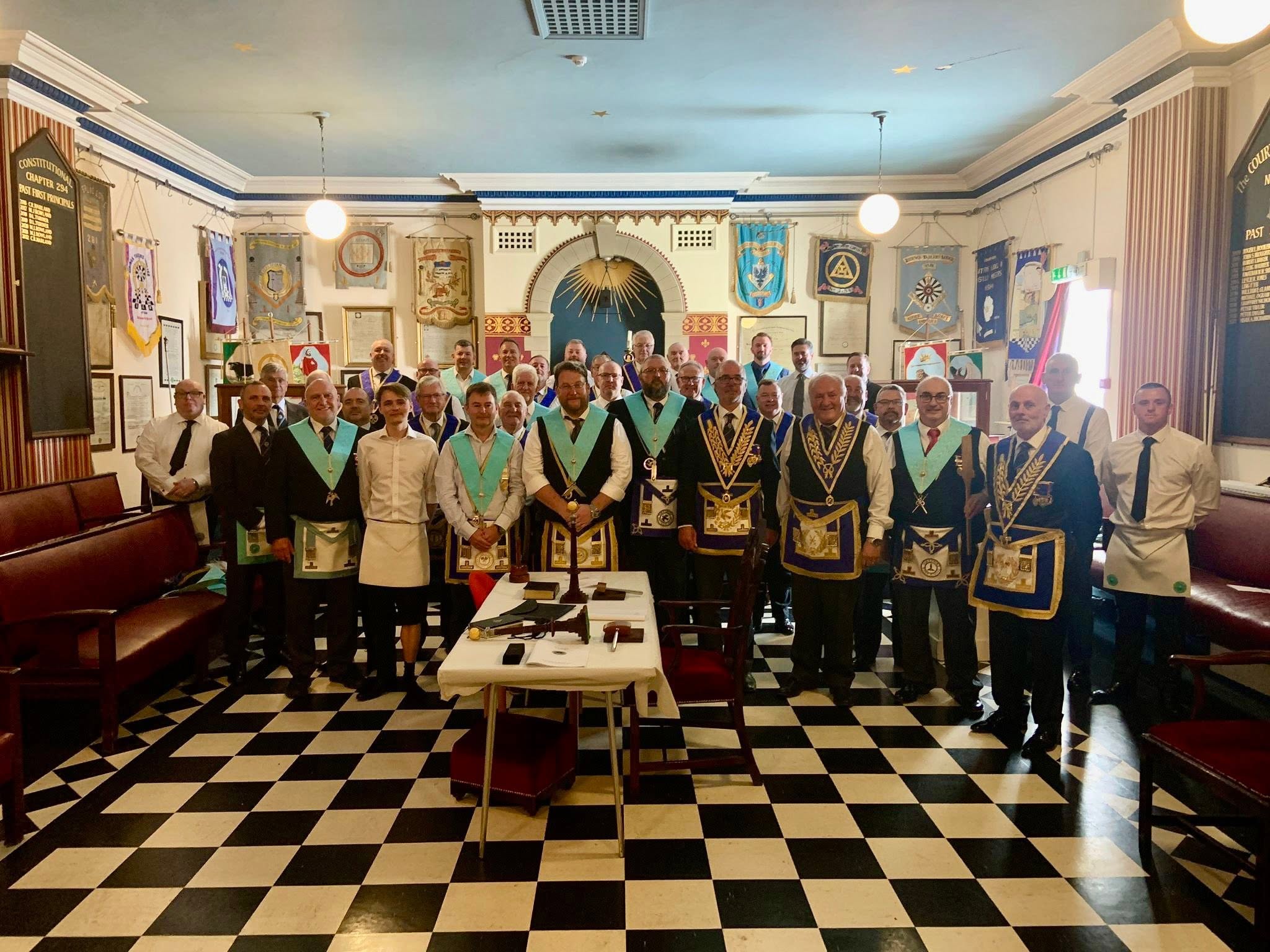 Phoenix Lodge brethren in the Lodge room